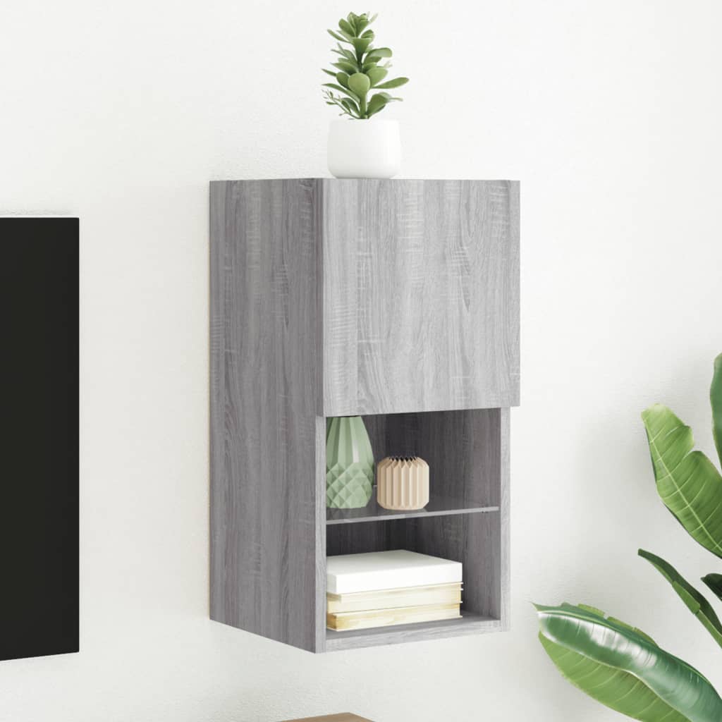 TV Cabinet with LED Lights Grey Sonoma 30.5x30x60 cm - Merkel Designers