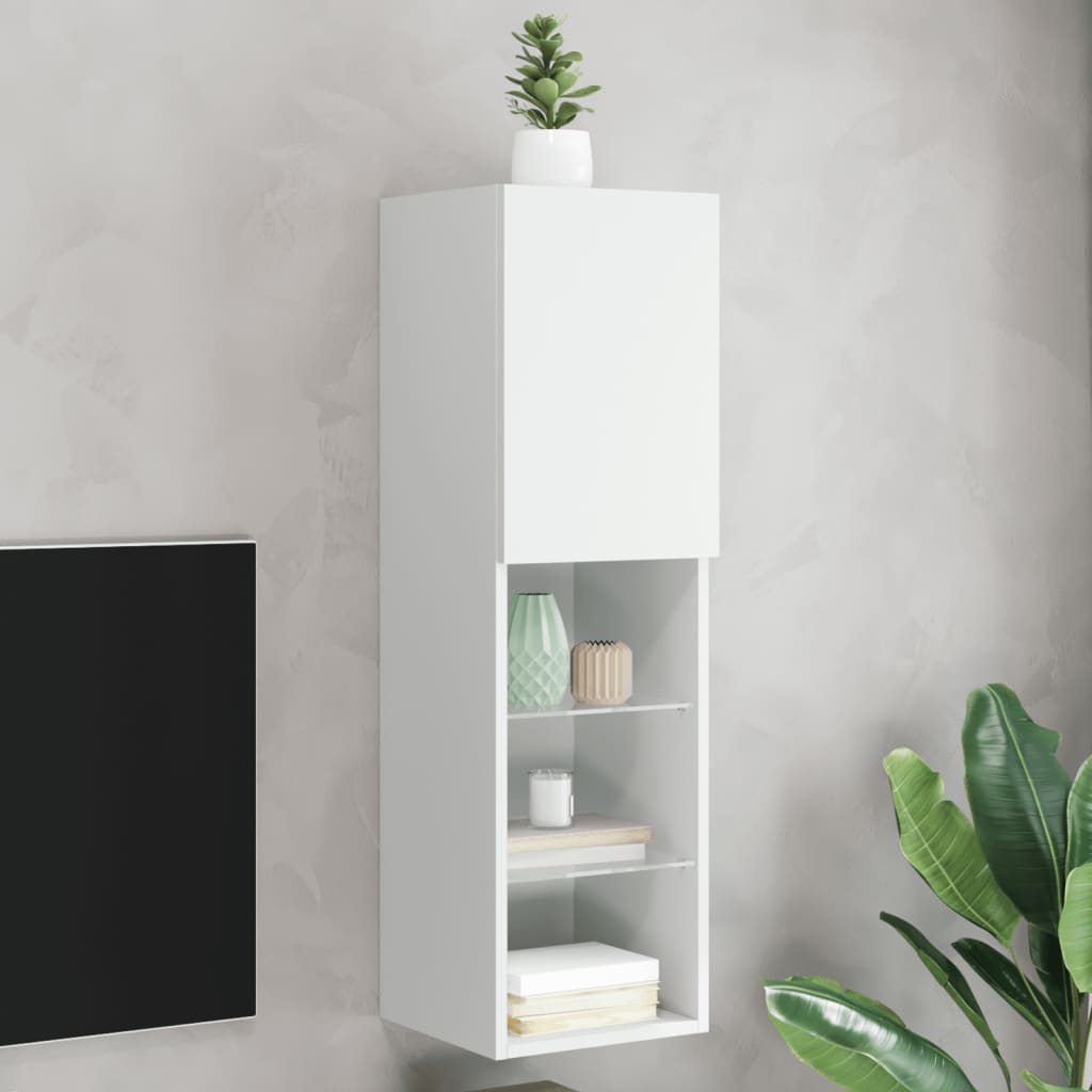 TV Cabinet with LED Lights White 30.5x30x102 cm - Brittle & Co