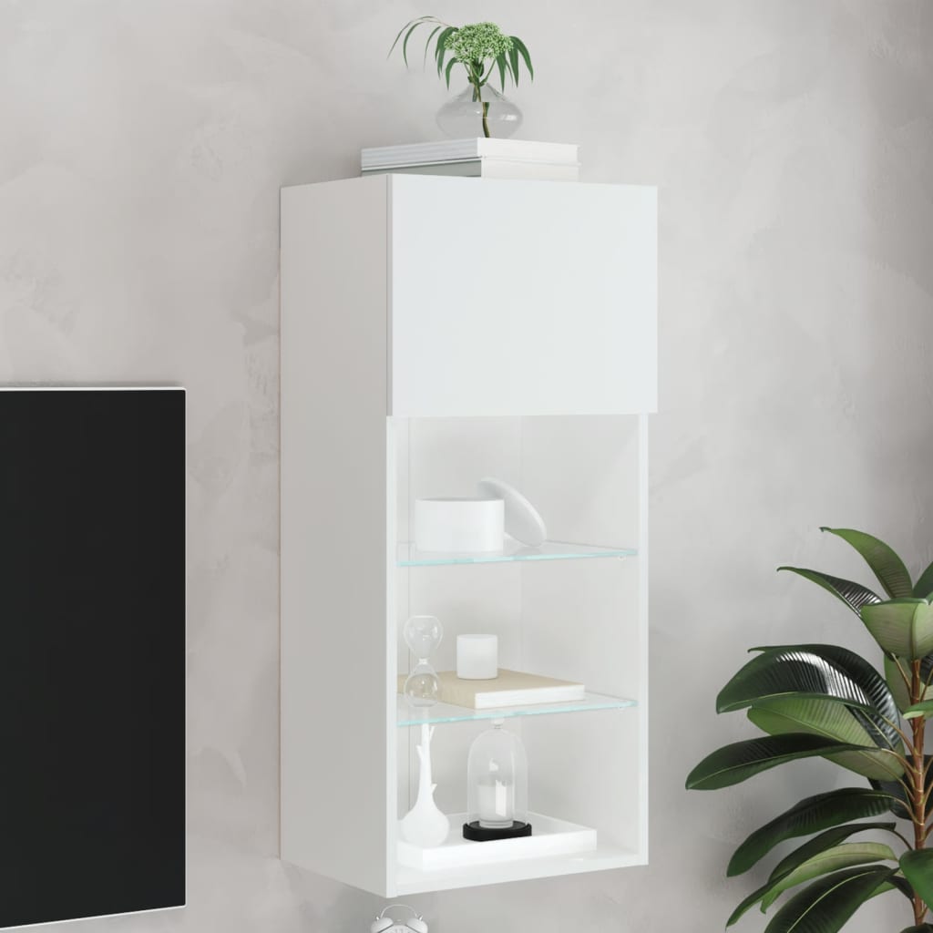 TV Cabinet with LED Lights White 40.5x30x90 cm - Brittle & Co