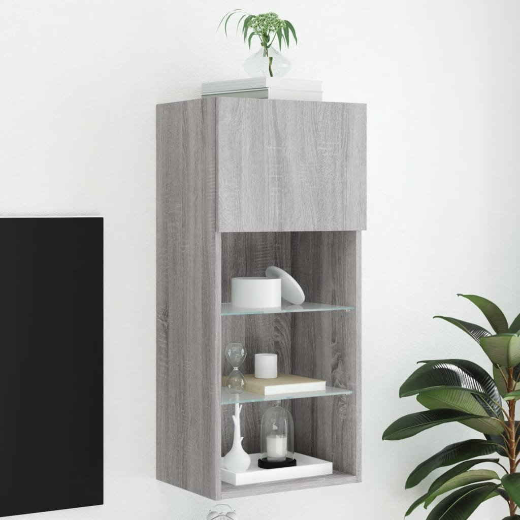 TV Cabinet with LED Lights Grey Sonoma 40.5x30x90 cm - Direct Imports