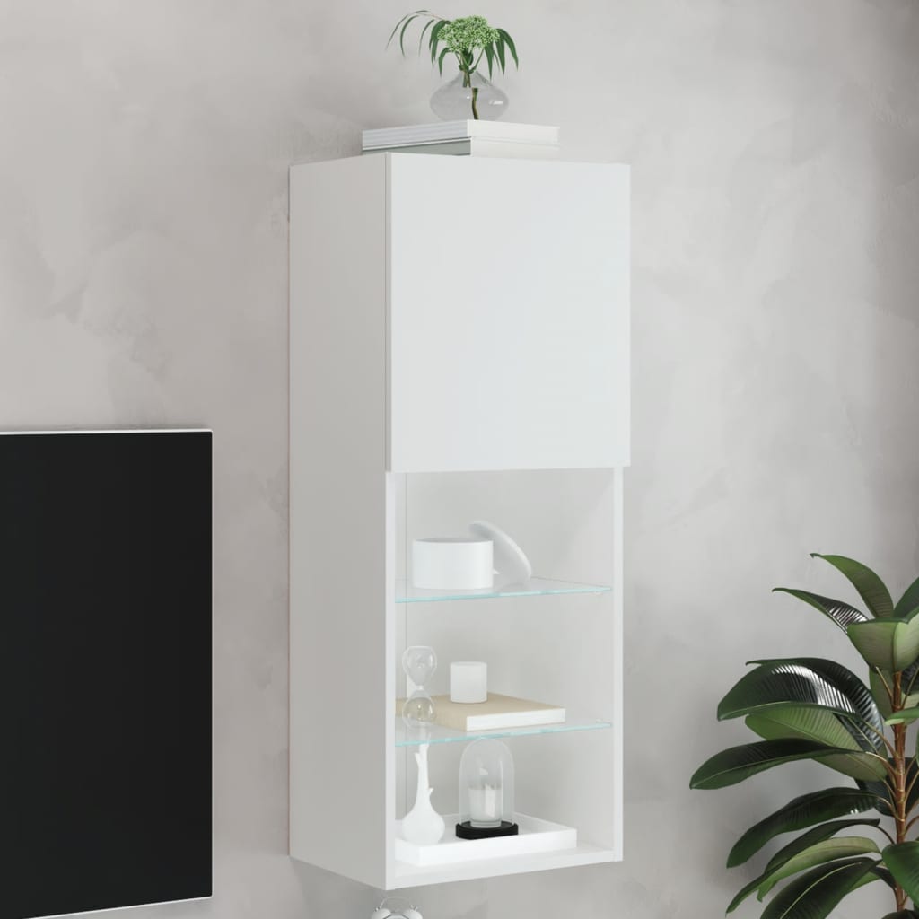 TV Cabinet with LED Lights White 40.5x30x102 cm - Brittle & Co