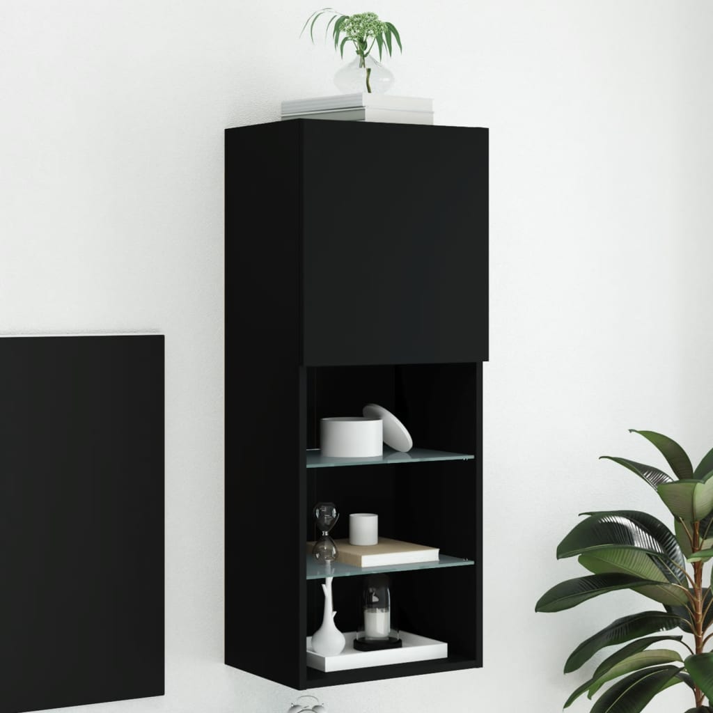 TV Cabinet with LED Lights Black 40.5x30x102 cm - All Things Good