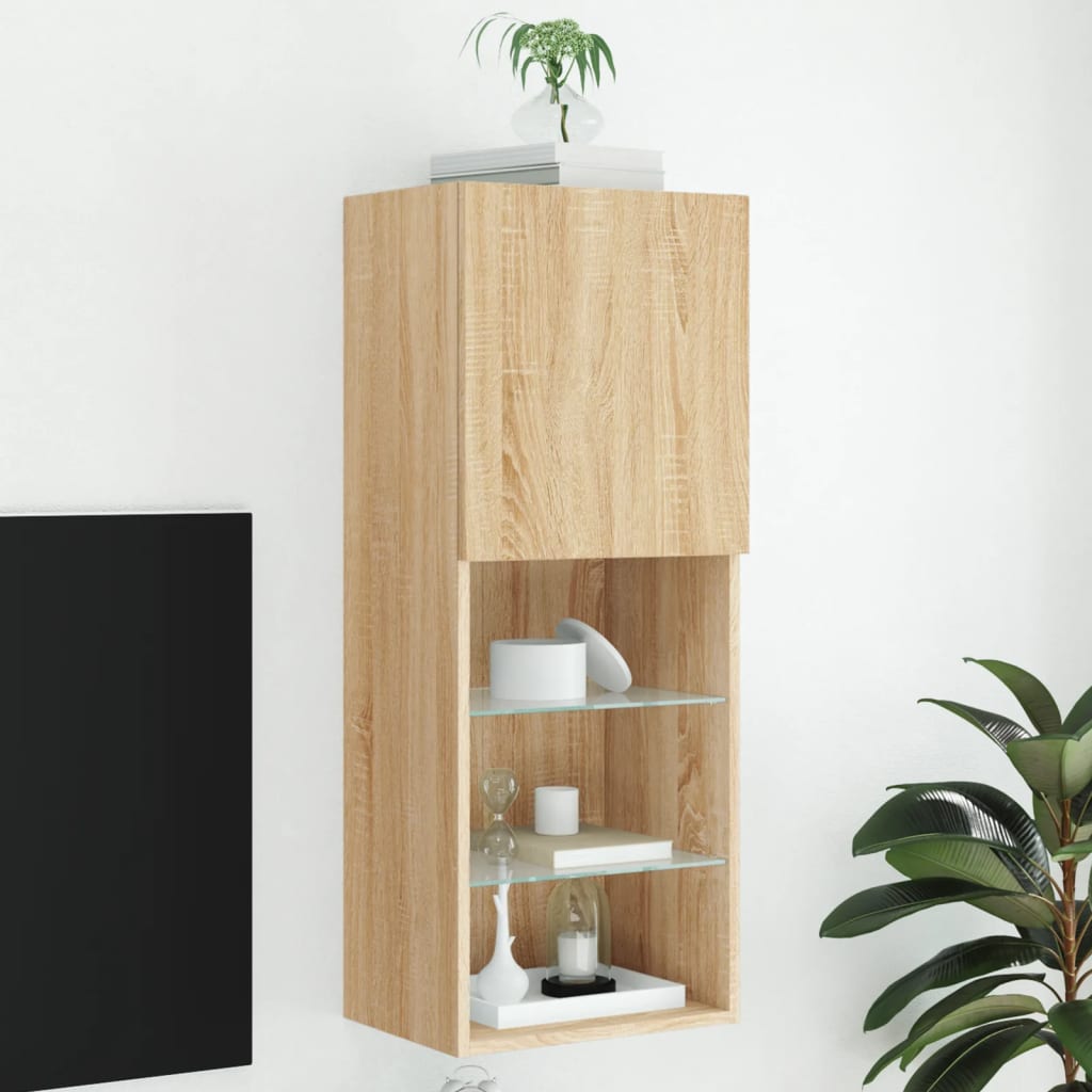 TV Cabinet with LED Lights Sonoma Oak 40.5x30x102 cm - Casper Homes