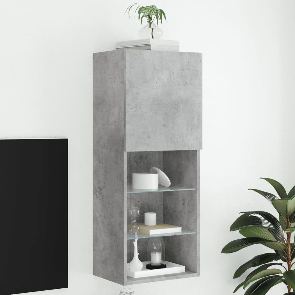 TV Cabinet with LED Lights Concrete Grey 40.5x30x102 cm - Brittle & Co