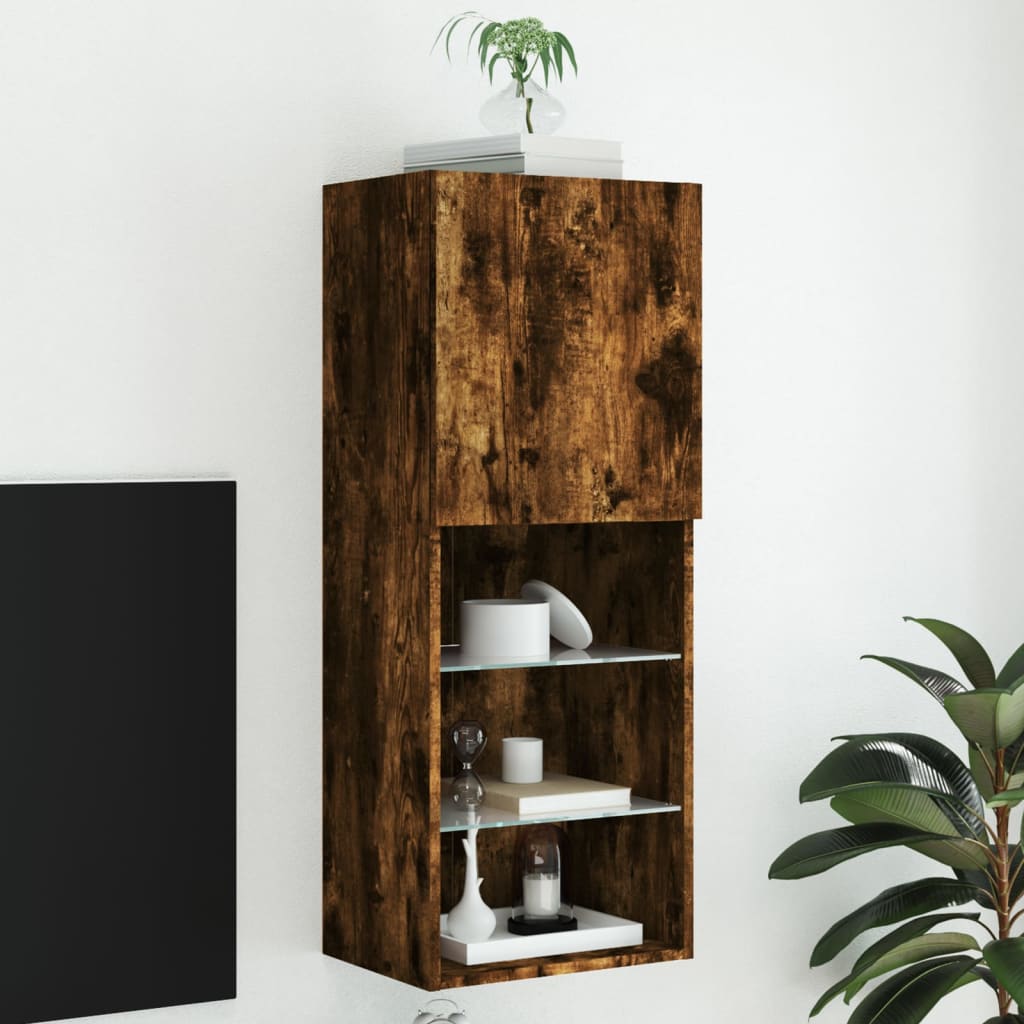 TV Cabinet with LED Lights Smoked Oak 40.5x30x102 cm - Merlin Deals