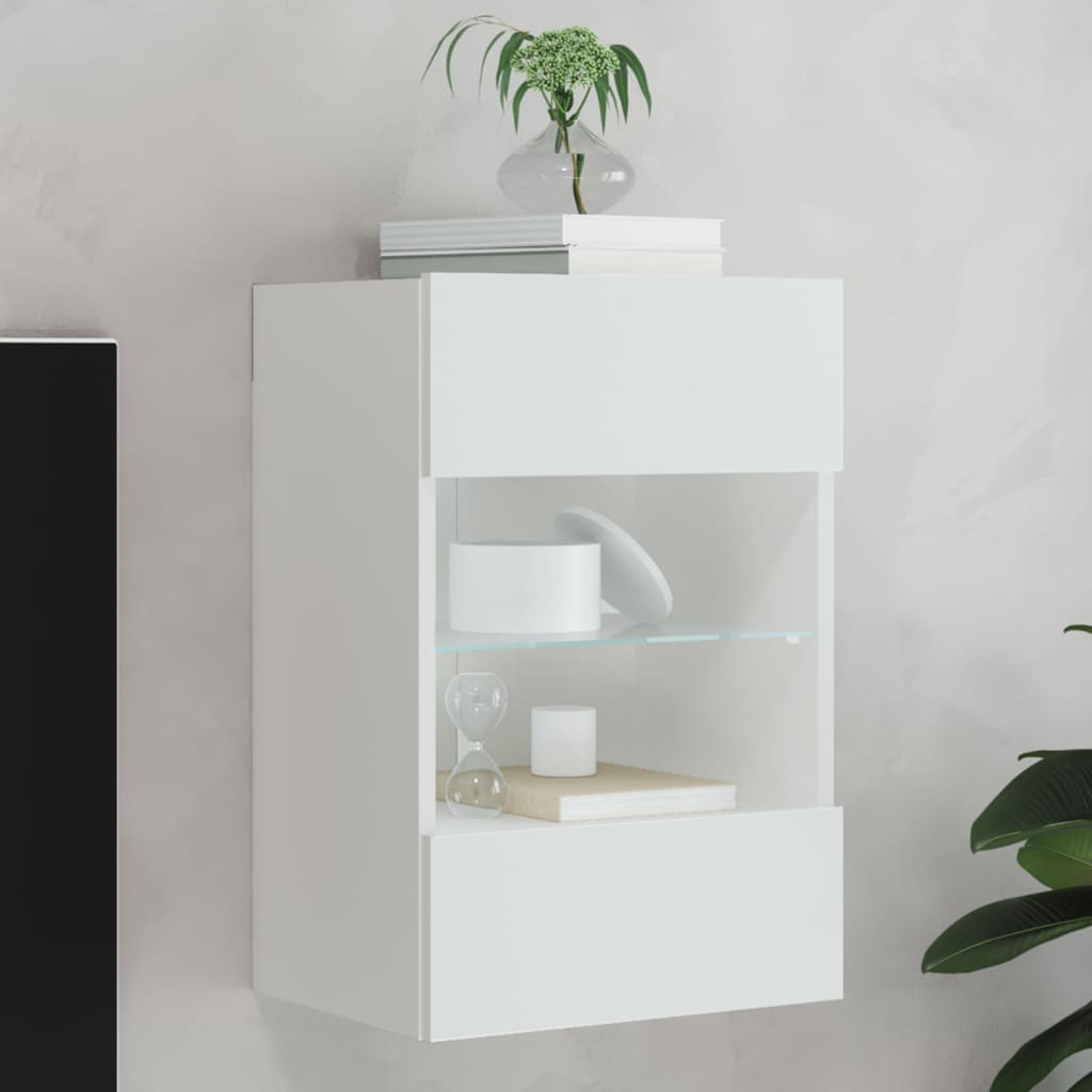TV Wall Cabinet with LED Lights White 40x30x60.5 cm - Casper Homes