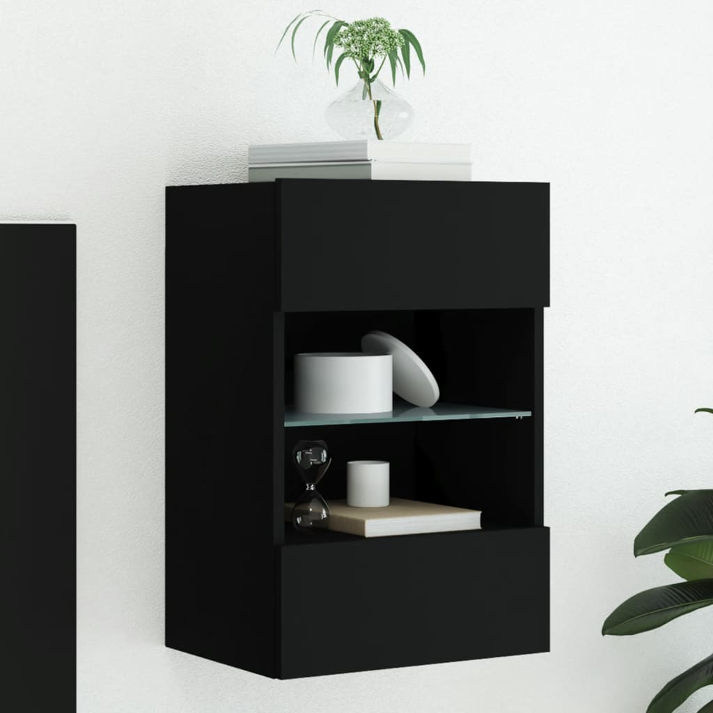 TV Wall Cabinet with LED Lights Black 40x30x60.5 cm - Merlin Deals