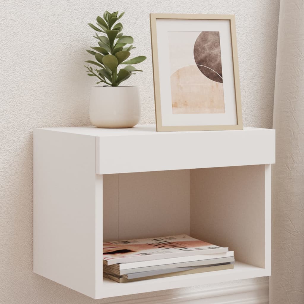 Bedside Table - Phoebe Vic Nightstand White 40cm - Merlin Deals