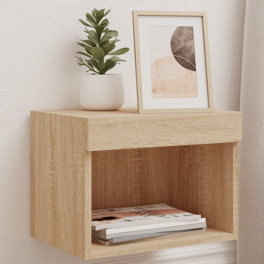 Bedside Table - Phoebe Tyra Nightstand Sonoma Oak 40cm - Casper Homes