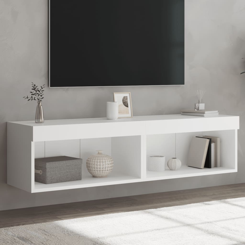 TV Cabinets with LED Lights 2 pcs White 60x30x30 cm - Direct Imports