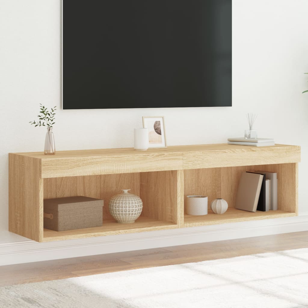 TV Cabinets with LED Lights 2 pcs Sonoma Oak 60x30x30 cm - Merkel Designers