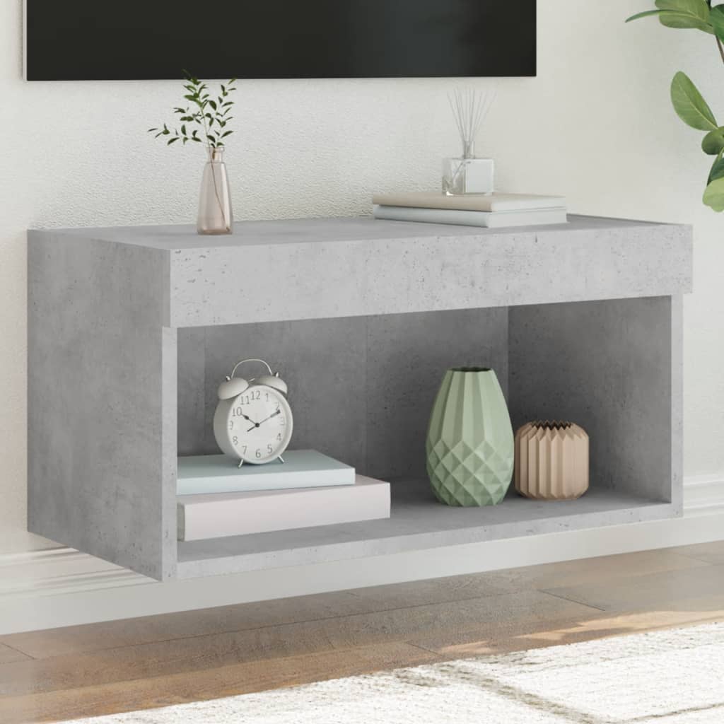 TV Cabinet with LED Lights Concrete Grey 60x30x30 cm - Decor Base