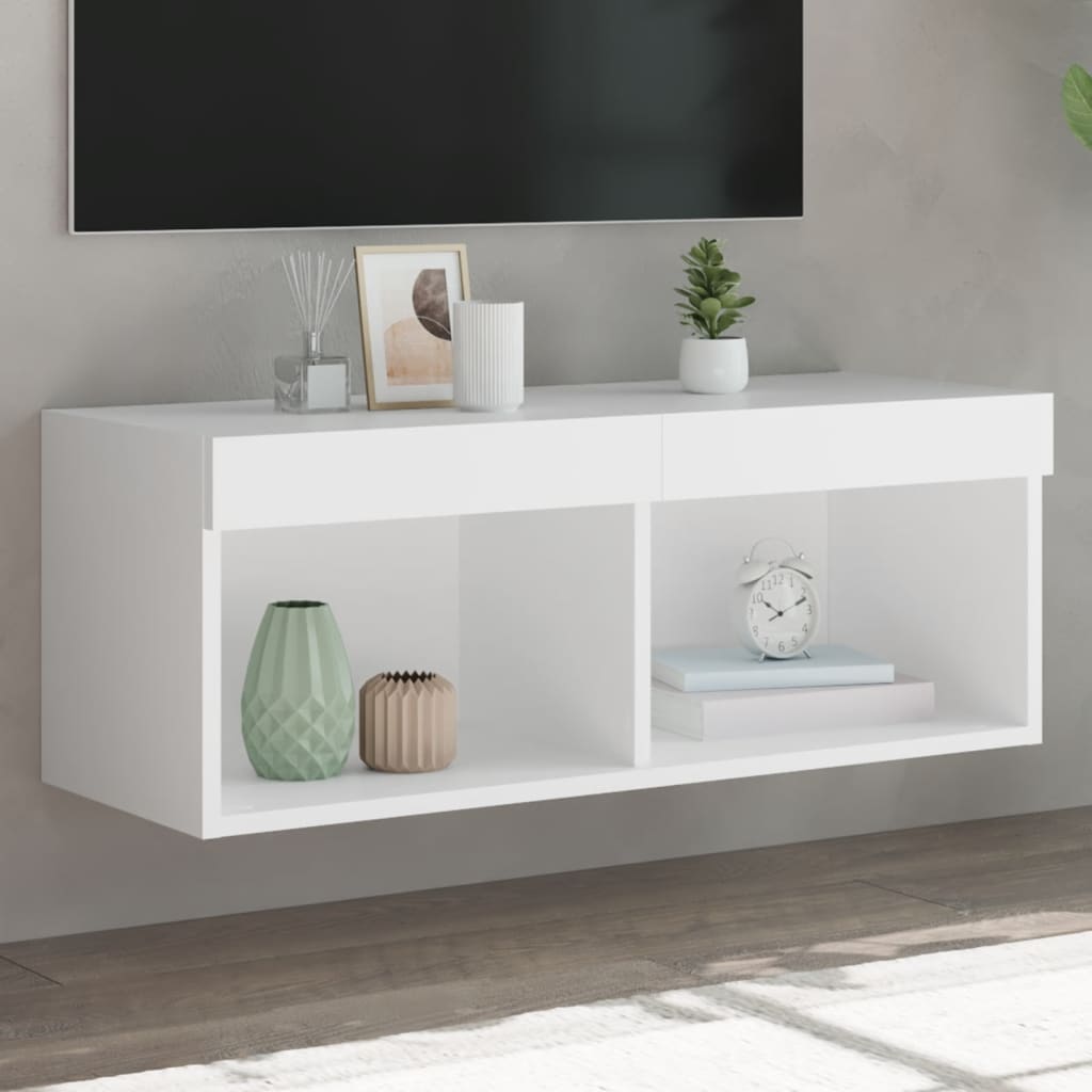 TV Cabinet with LED Lights White 80x30x30 cm - Casper Homes