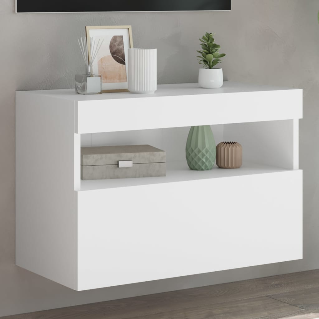 TV Wall Cabinet with LED Lights White 60x30x40 cm - Casper Homes