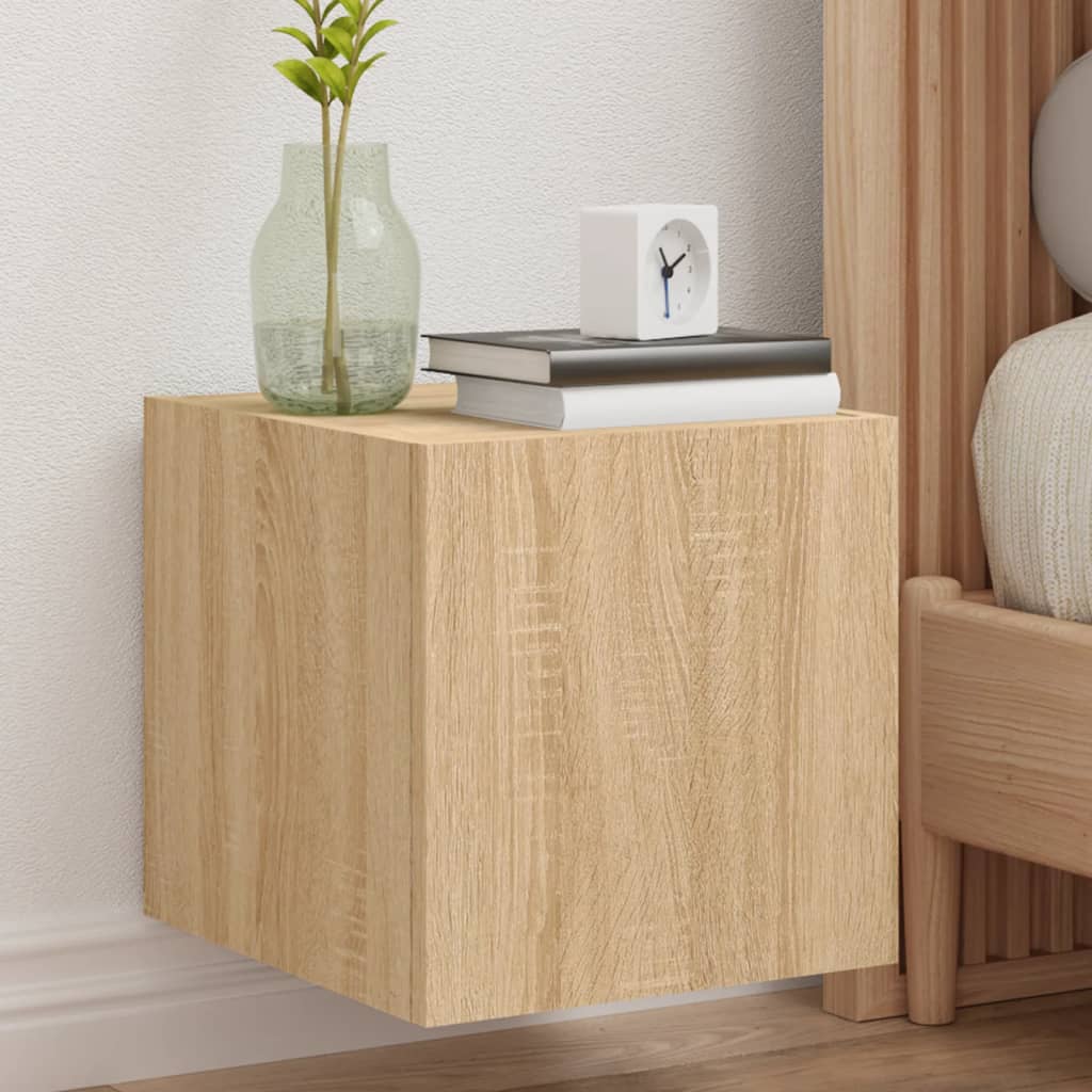 TV Wall Cabinets with LED Lights 2 pcs Sonoma Oak 30.5x35x30 cm - Design Hut