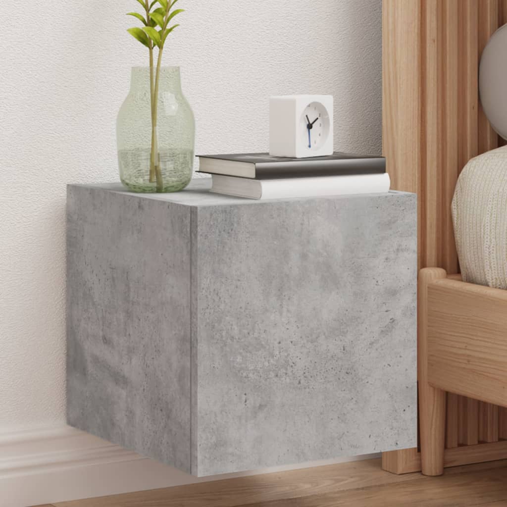 TV Wall Cabinet with LED Lights Concrete Grey 30.5x35x30 cm - Casper Homes