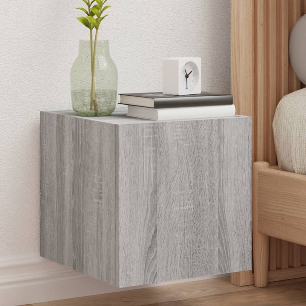 TV Wall Cabinets with LED Lights 2 pcs Grey Sonoma 30.5x35x30 cm - Merlin Deals