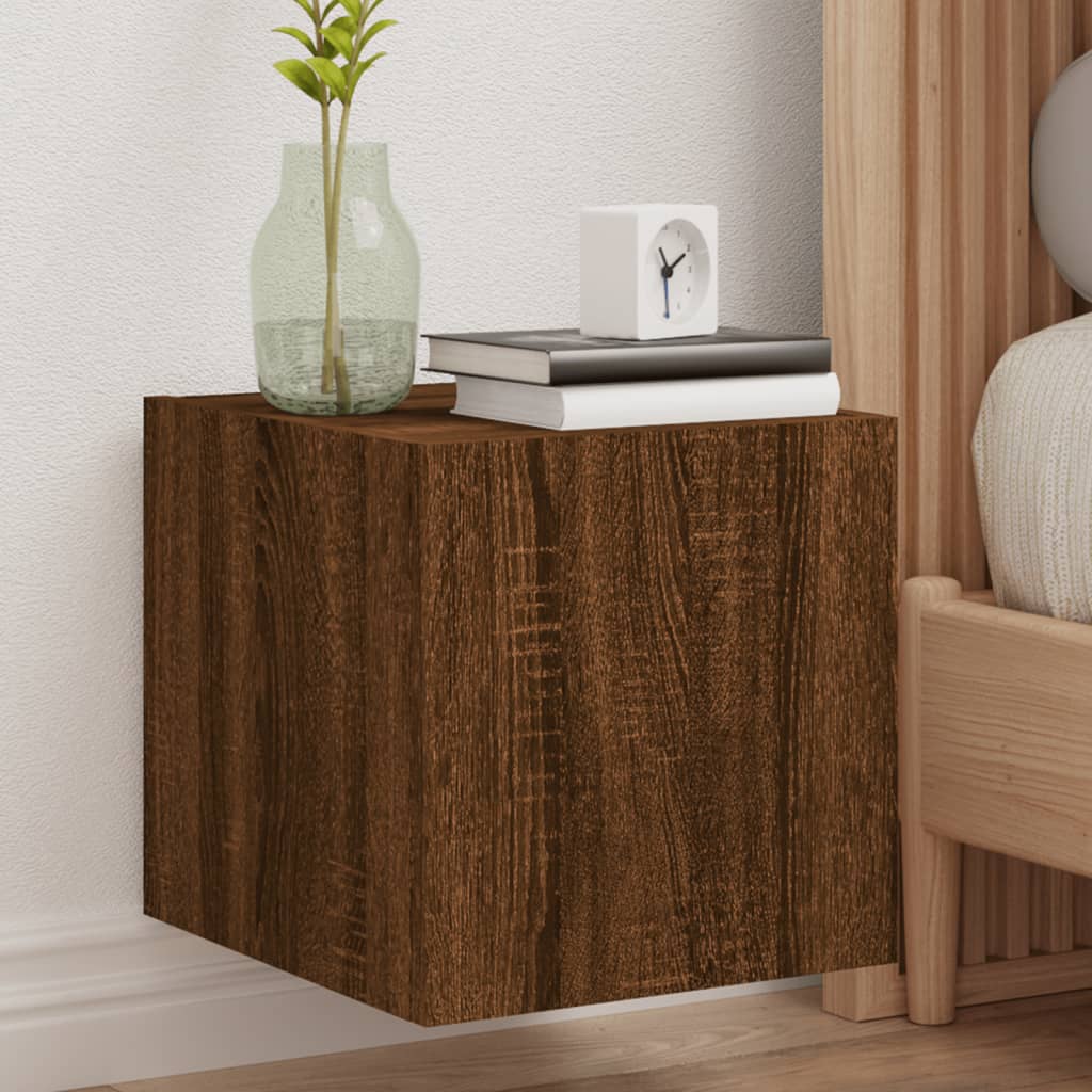 TV Wall Cabinets with LED Lights 2 pcs Brown Oak 30.5x35x30 cm - All Things Good