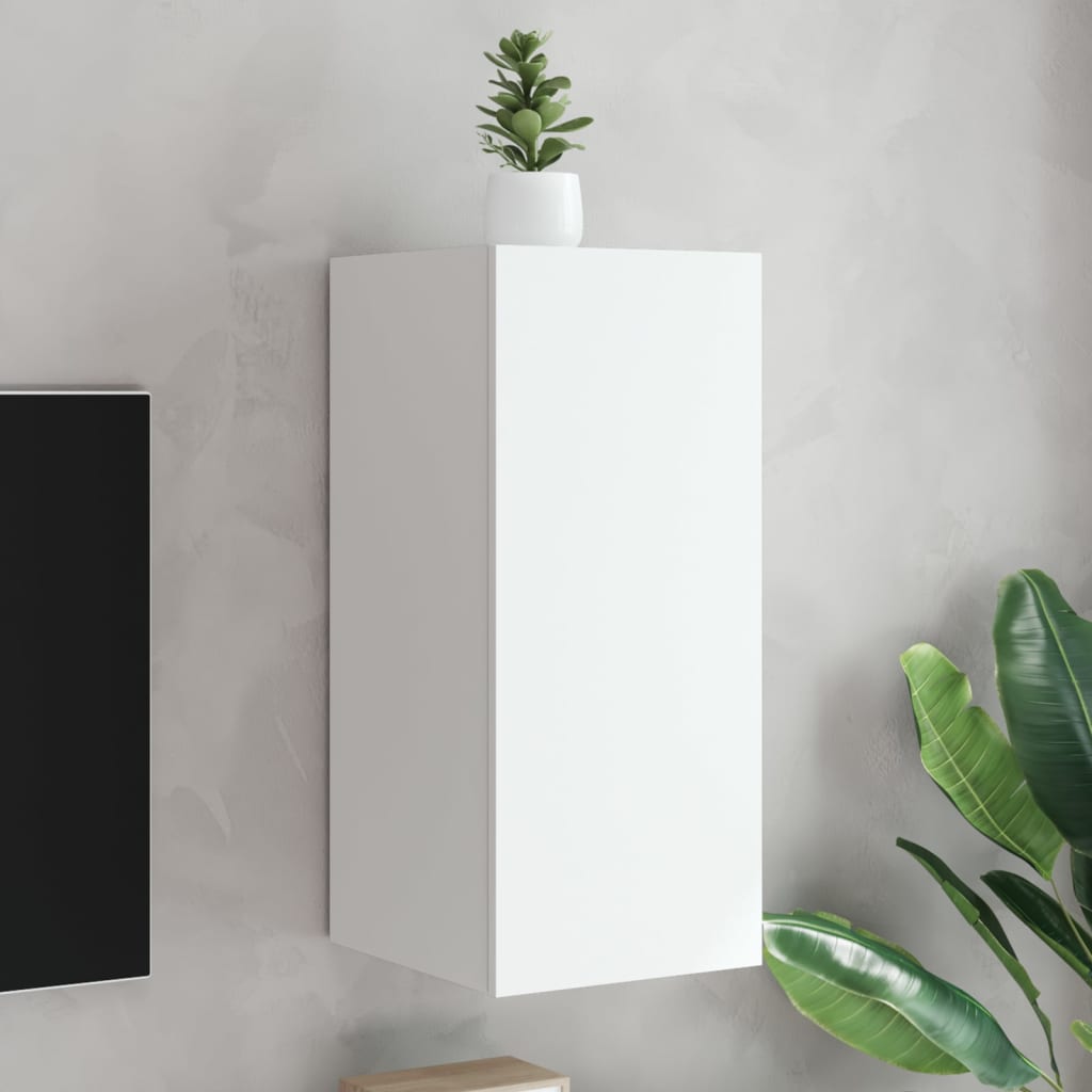TV Wall Cabinet with LED Lights White 30.5x35x70 cm - Casper Homes
