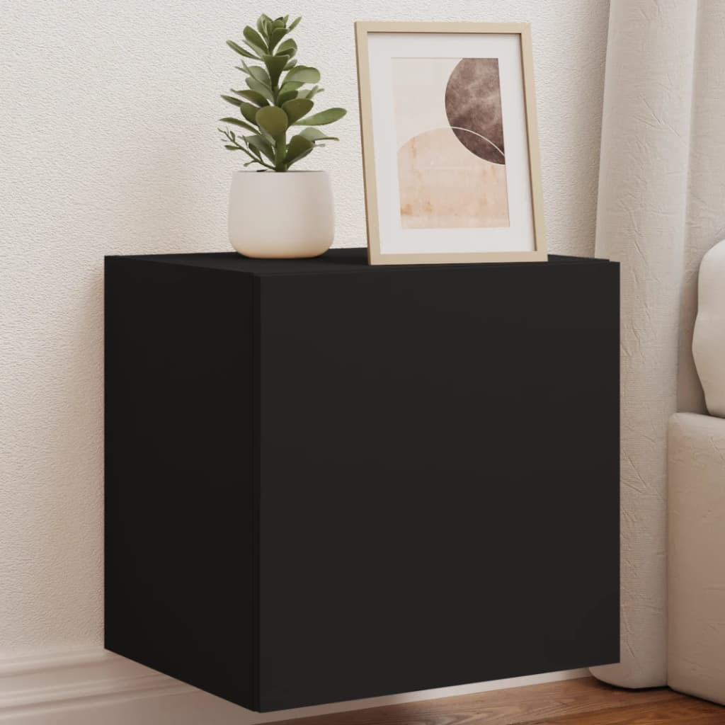 TV Wall Cabinet with LED Lights Black 40.5x35x40 cm - Merlin Deals