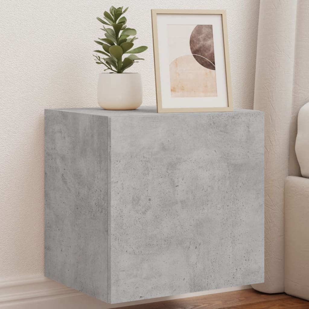 TV Wall Cabinets with LED Lights 2 pcs Concrete Grey 40.5x35x40 cm - Casper Homes