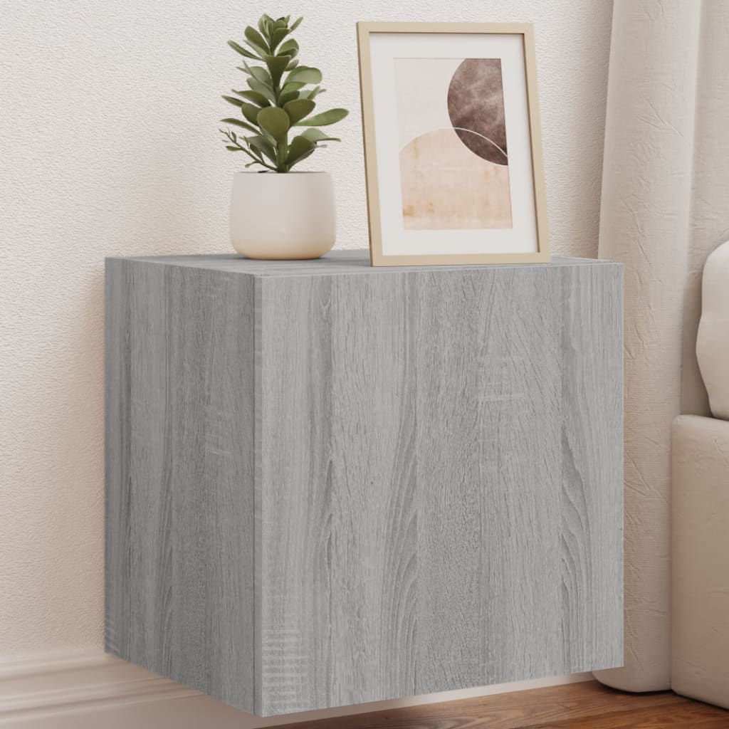 TV Wall Cabinet with LED Lights Grey Sonoma 40.5x35x40 cm - Brittle & Co