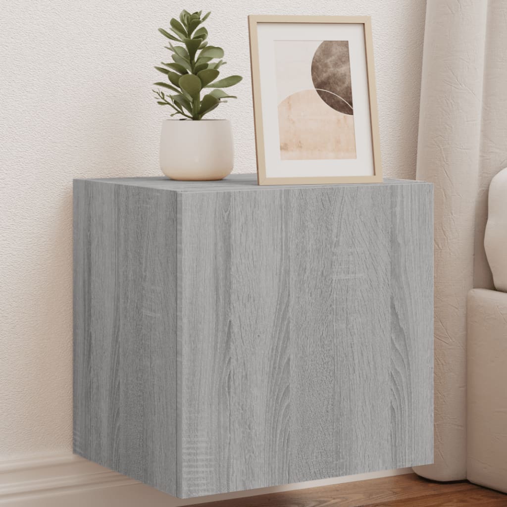 TV Wall Cabinets with LED Lights 2 pcs Grey Sonoma 40.5x35x40 cm - Merlin Deals