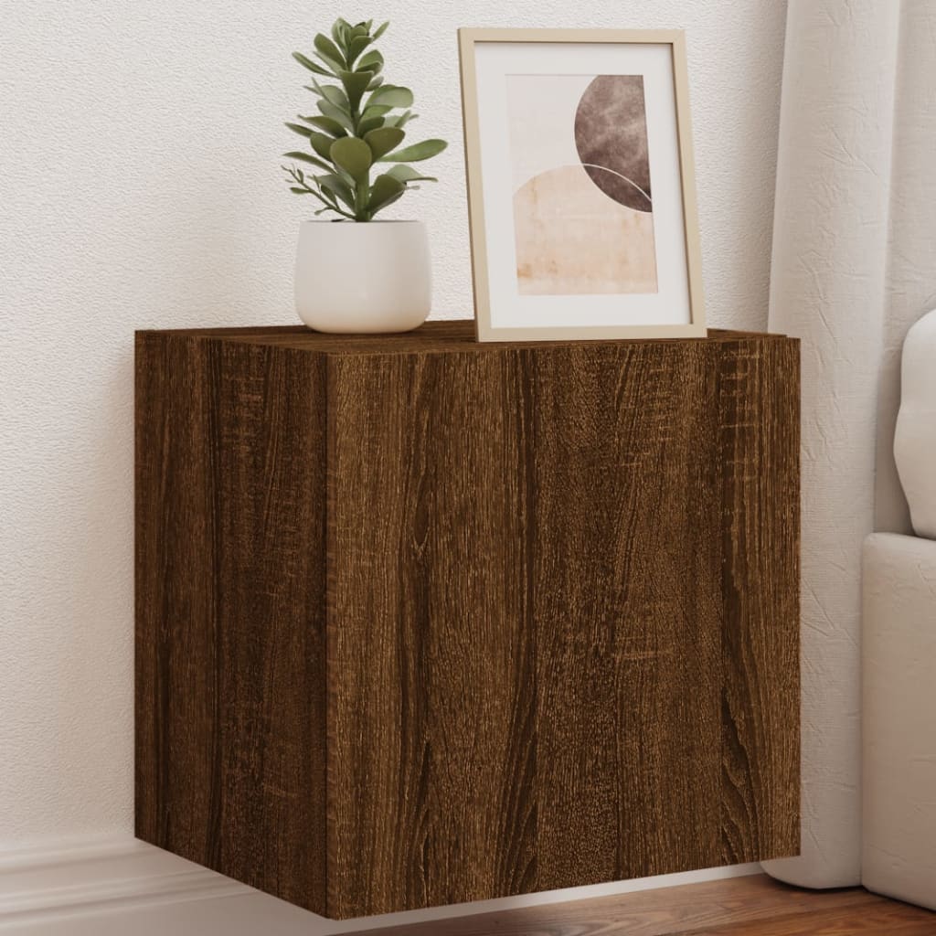 TV Wall Cabinets with LED Lights 2 pcs Brown Oak 40.5x35x40 cm - Unbeatable Bargains