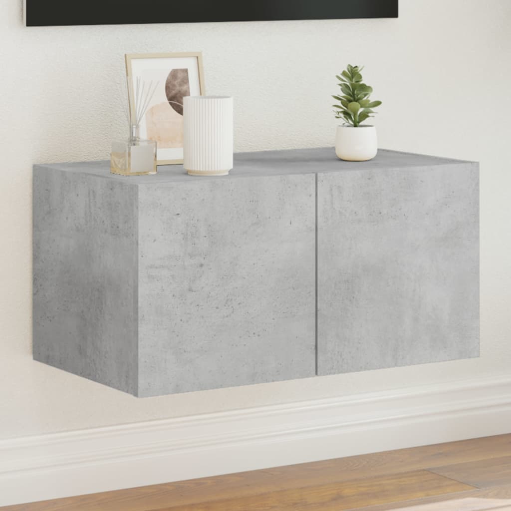 TV Wall Cabinet with LED Lights Concrete Grey 60x35x31 cm - Design Hut