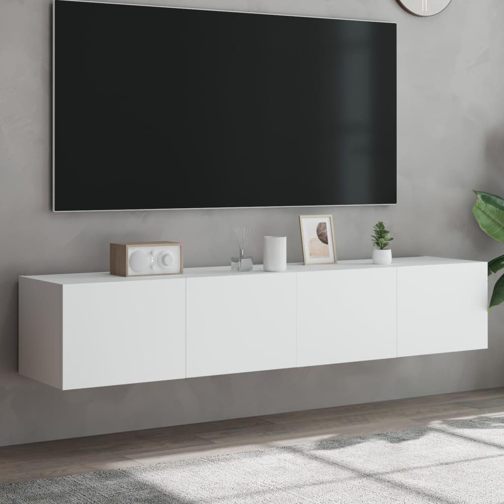 TV Wall Cabinets with LED Lights 2 pcs White 80x35x31 cm - The Home Maker