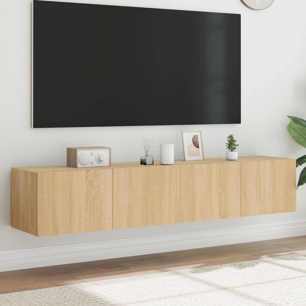 TV Wall Cabinets with LED Lights 2 pcs Sonoma Oak 80x35x31 cm - Direct Imports
