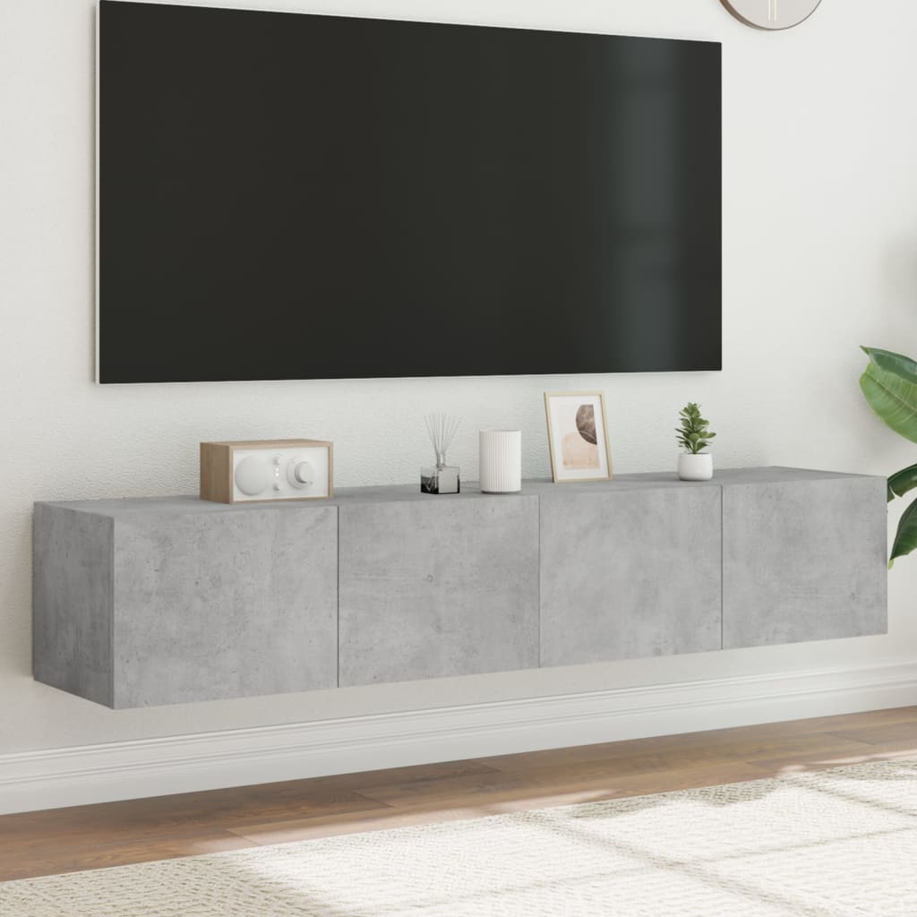 TV Wall Cabinets with LED Lights 2 pcs Concrete Grey 80x35x31 cm - Merlin Deals