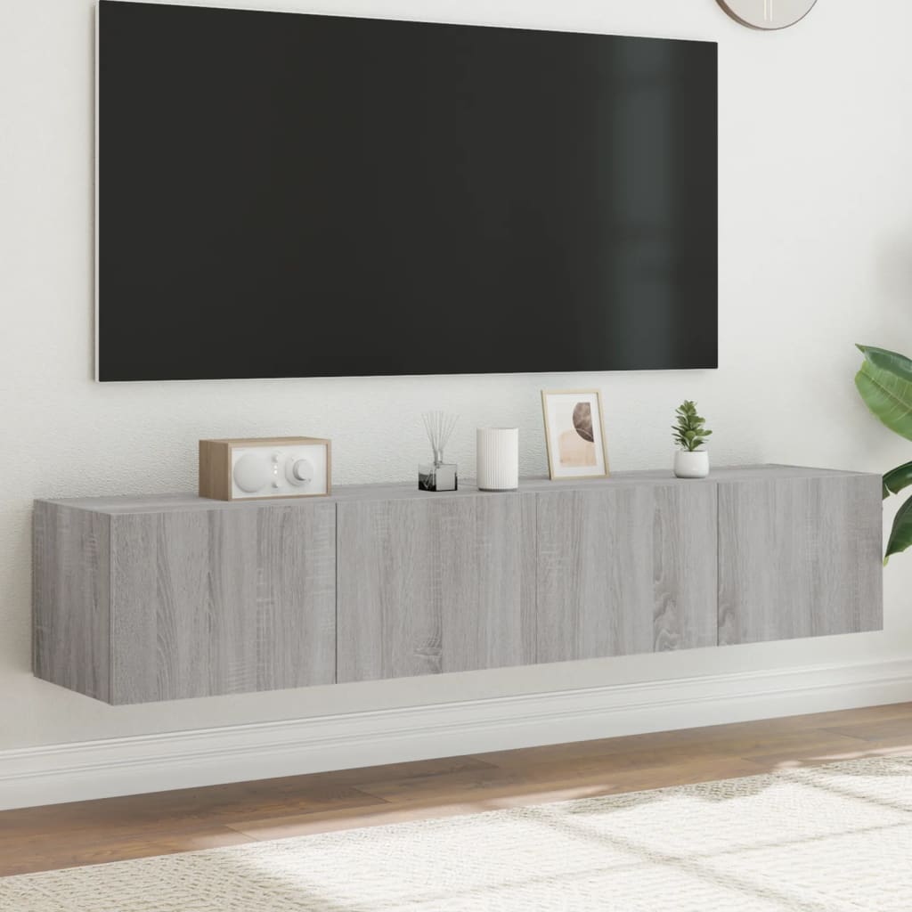 TV Wall Cabinets with LED Lights 2 pcs Grey Sonoma 80x35x31 cm - Direct Imports