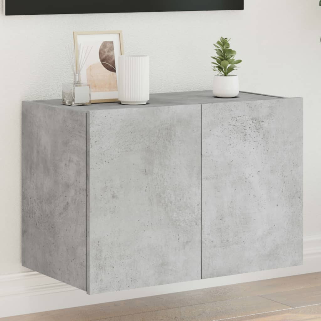 TV Wall Cabinet with LED Lights Concrete Grey 60x35x41 cm - All Things Good