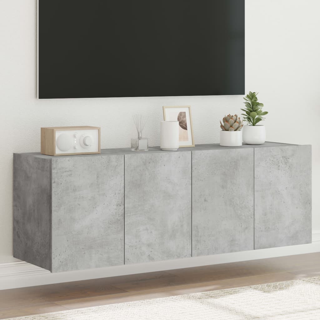 TV Wall Cabinets with LED Lights 2 pcs Concrete Grey 60x35x41 cm - R and M Furniture