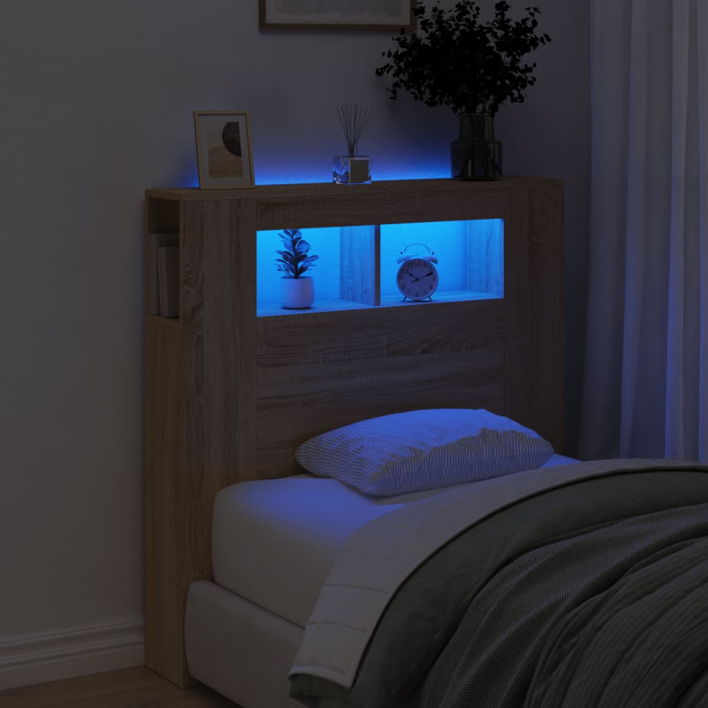 LED Headboard Sonoma Oak 100x18.5x103.5cm Engineered Wood - Tyrell & Tyrell