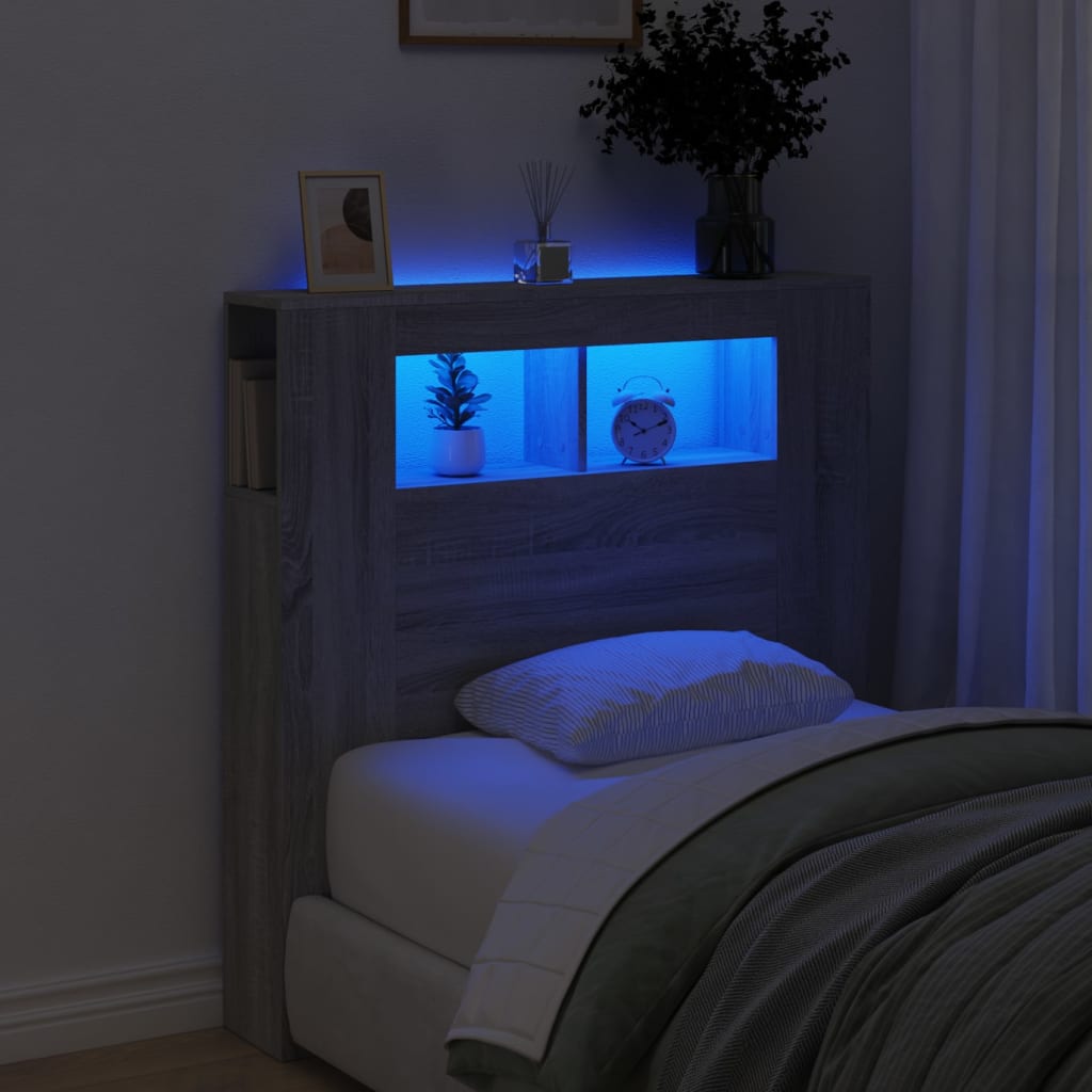 LED Headboard Grey Sonoma 100x18.5x103.5cm Engineered Wood - Casper Homes