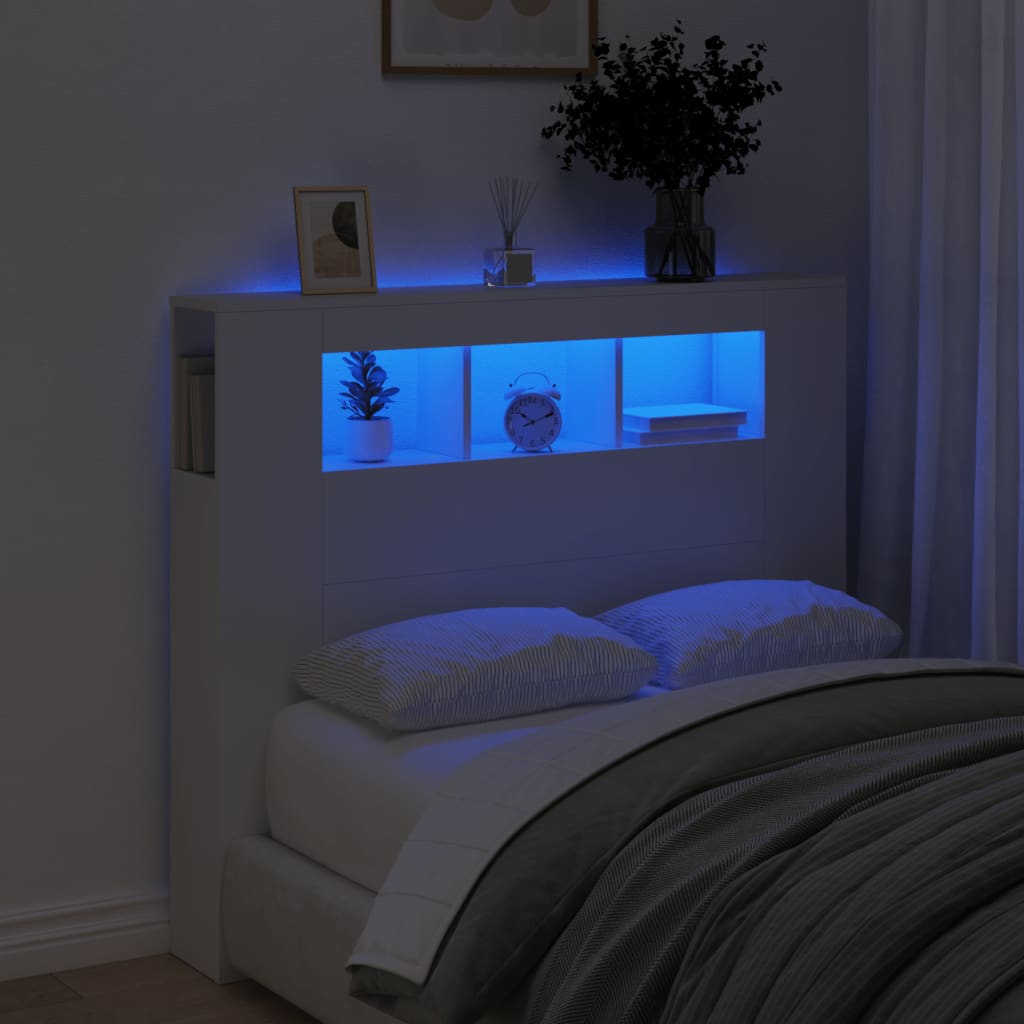 LED Headboard White 120x18.5x103.5cm Engineered Wood - Discount Dealers