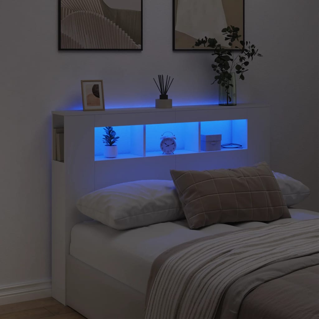 LED Headboard White 140x18.5x103.5cm Engineered Wood - Sid & Sam