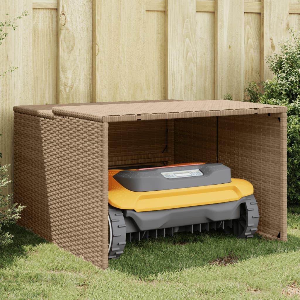 Robot Mower Garage Beige 86x90x52/57 cm Poly Rattan - Direct Imports