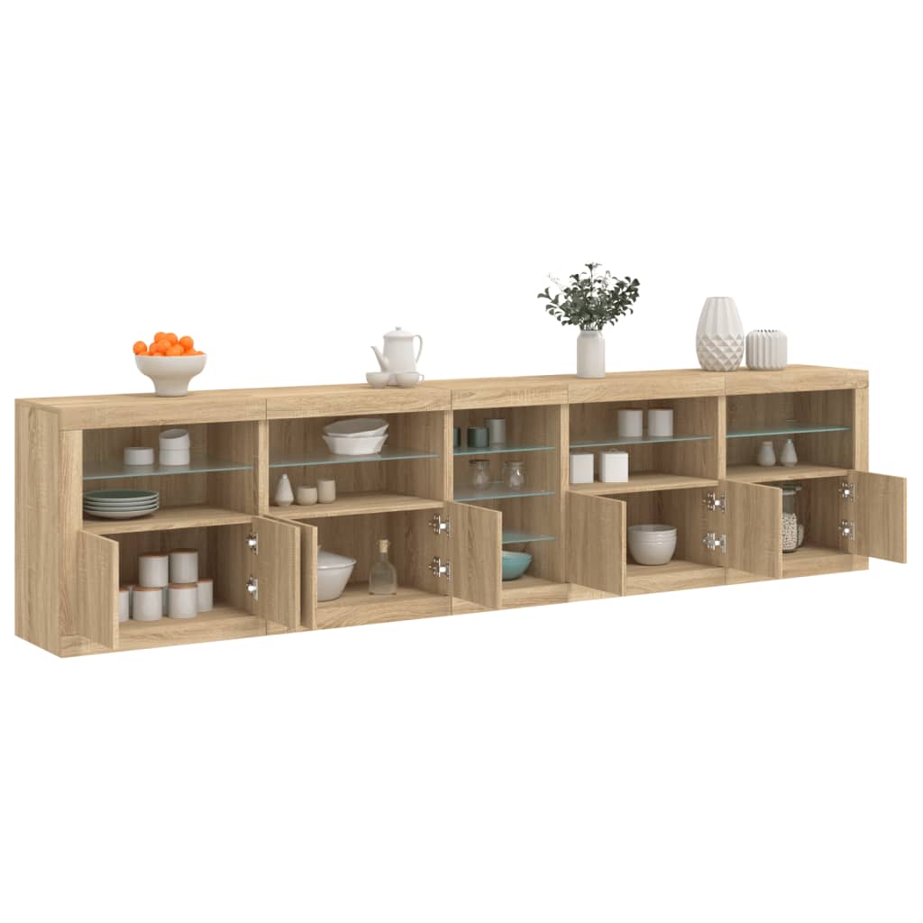 Sideboard with LED Lights Sonoma Oak 283x37x67 cm - The Home Maker