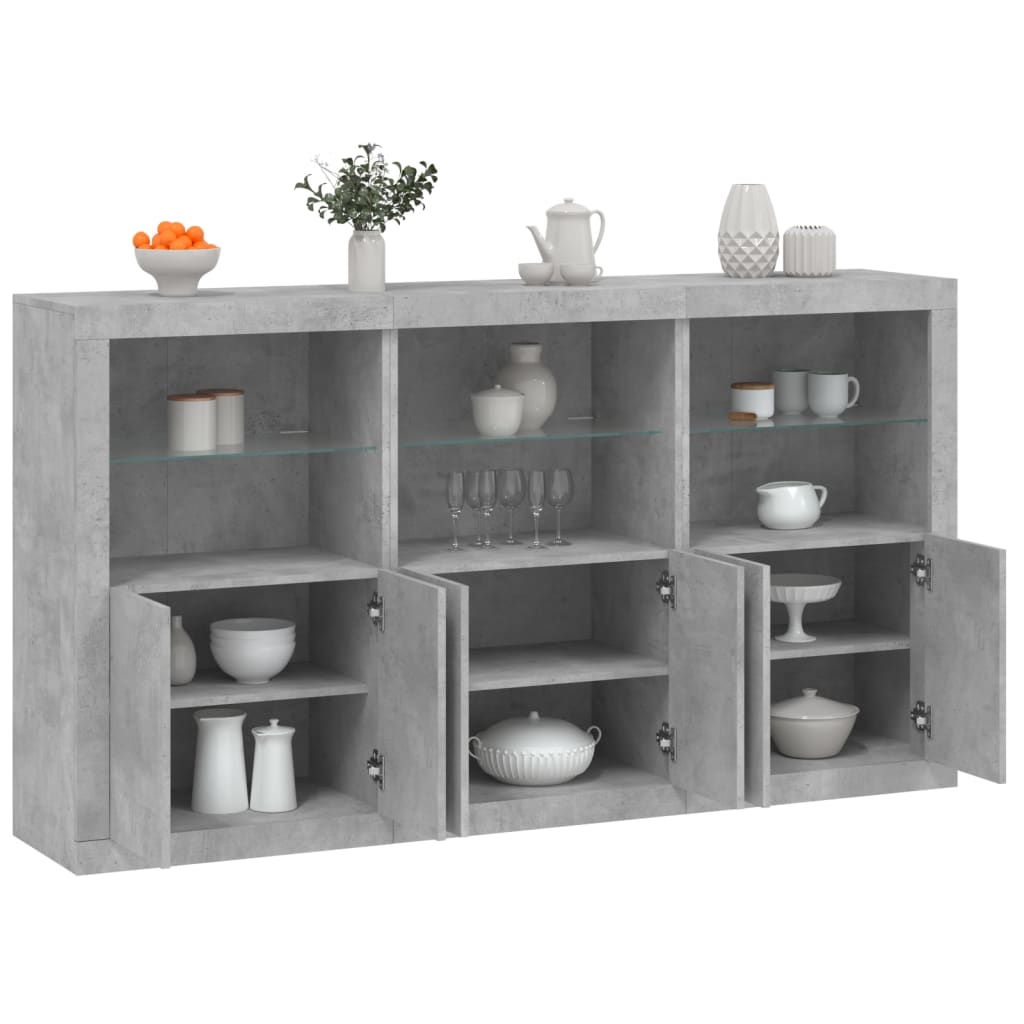 Sideboard with LED Lights Concrete Grey 181.5x37x100 cm - Style and Chic