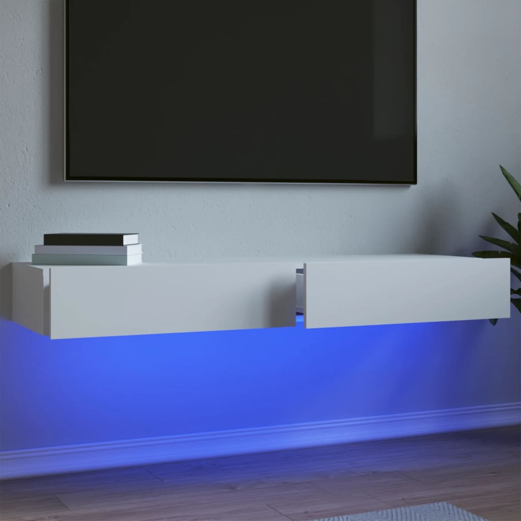 TV Cabinets with LED Lights 2 pcs White 60x35x15.5 cm - Casper Homes
