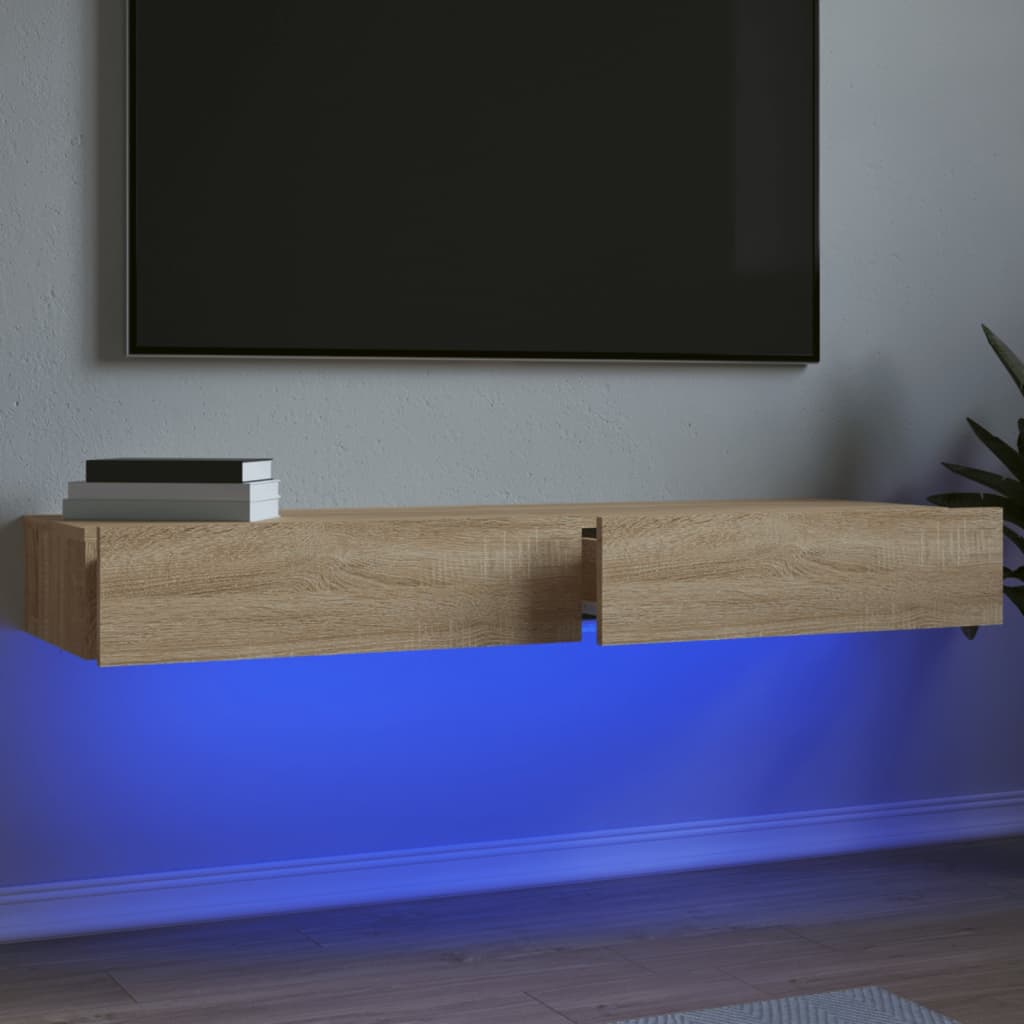TV Cabinets with LED Lights 2 Pieces Sonoma Oak 60x35x15.5 cm - Unbeatable Bargains