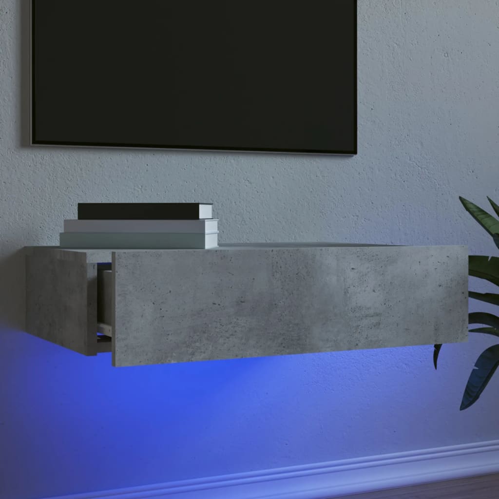 TV Cabinet with LED Lights Concrete Grey 60x35x15.5 cm - R and M Furniture