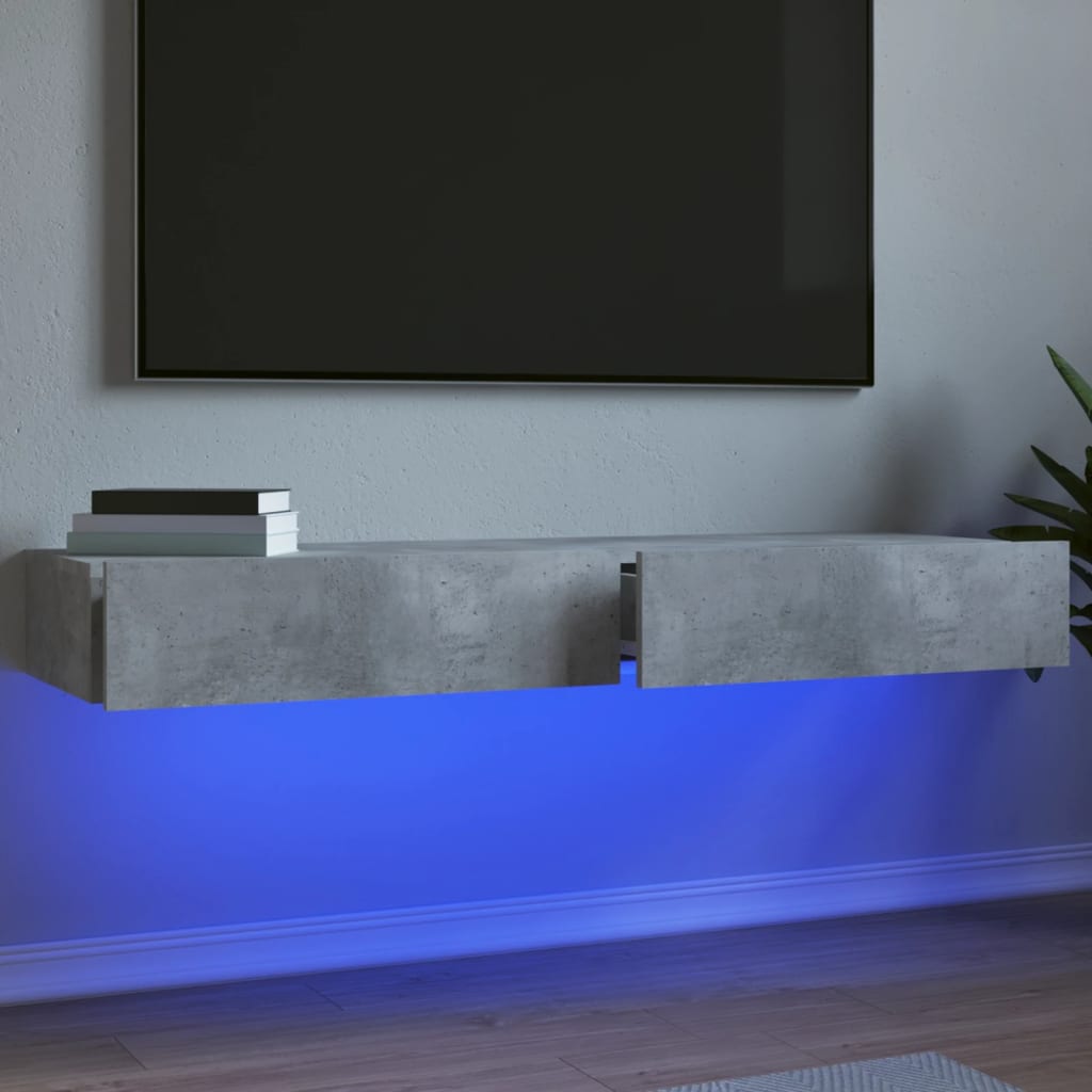 TV Cabinets with LED Lights 2 pcs Concrete Grey 60x35x15.5 cm - Casper Homes