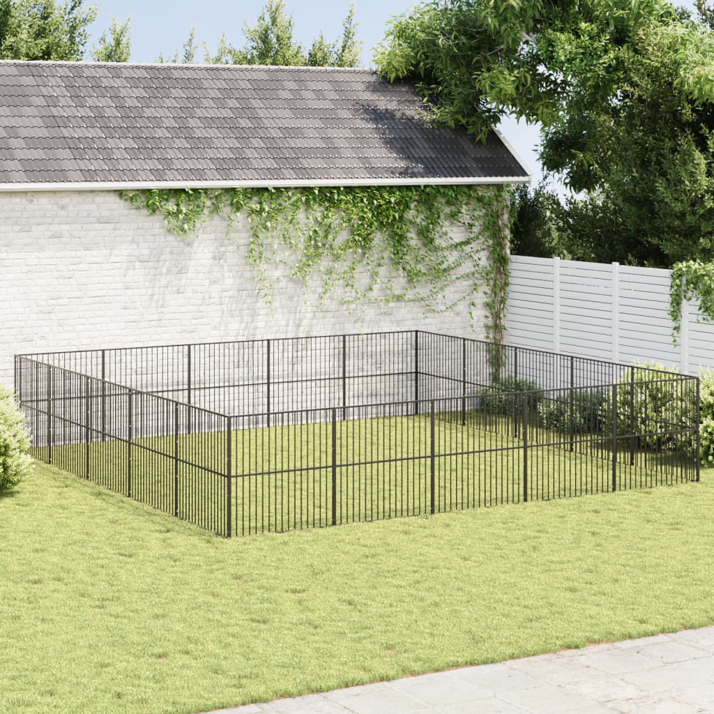 Dog Playpen 20 Panels Black Galvanised Steel - Merkel Designers