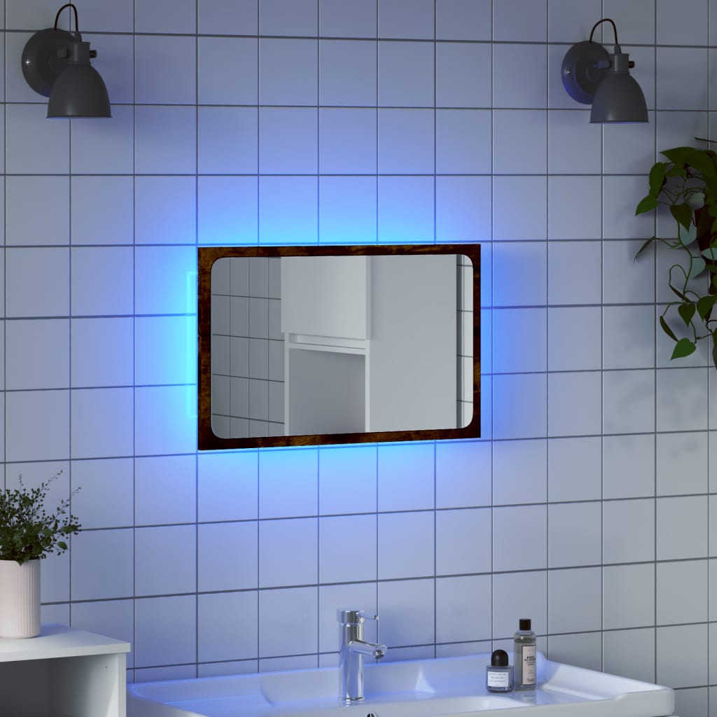 LED Bathroom Mirror Sonoma Oak 60x8.5x38 cm Engineered Wood - Design Hut