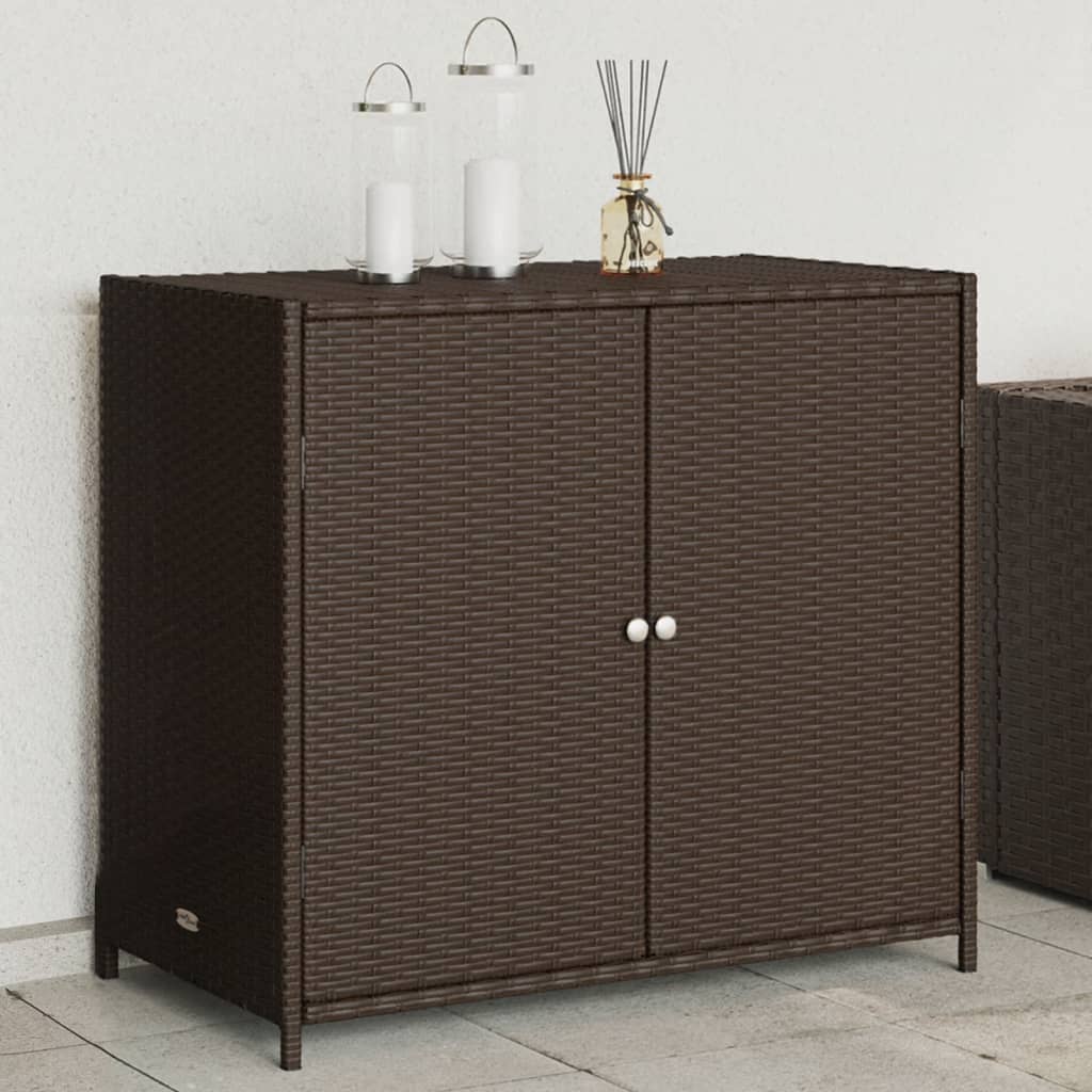 Garden Storage Cabinet Brown 83x45x76 cm Poly Rattan - Brittle & Co