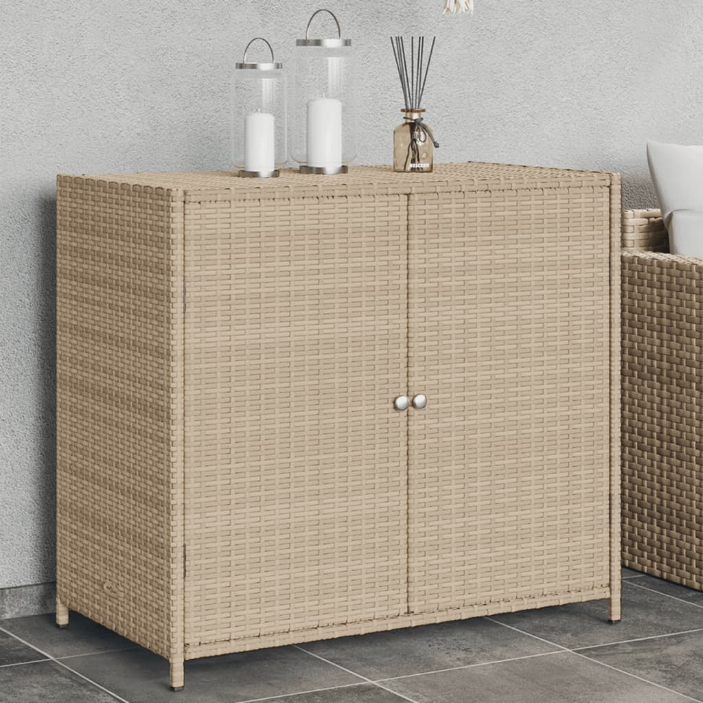 Garden Storage Cabinet Beige 83x45x76 cm Poly Rattan - The Home Maker